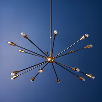 Ariel larger chandelier in black and brass