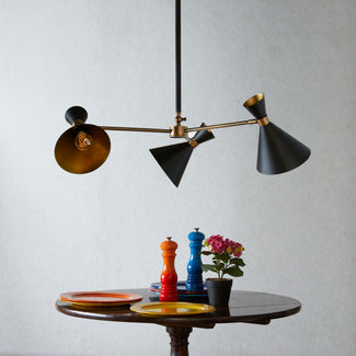 Bow Tie 3 arm chandelier in black