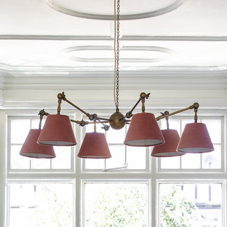 Charlotte chandelier in antique brass for 6 shades