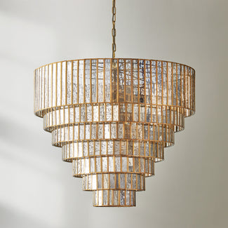 Seven tiered Galactica chandelier in mercurised glass