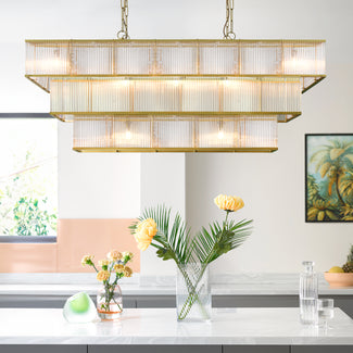 Larger Odin chandelier in brass and glass