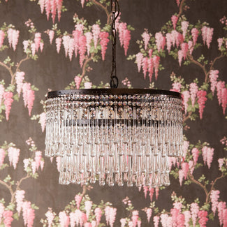 Larger Rita chandelier with clear blown glass droplets