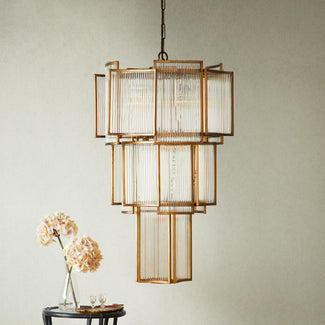 Zeus Chandelier in brass with glass rods