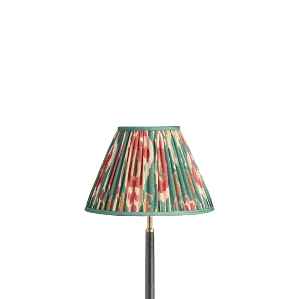 30cm empire shade in red aqua Bokhara gathered linen by GP & J Baker