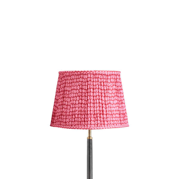 30cm straight empire gathered lampshade in pink block printed cotton