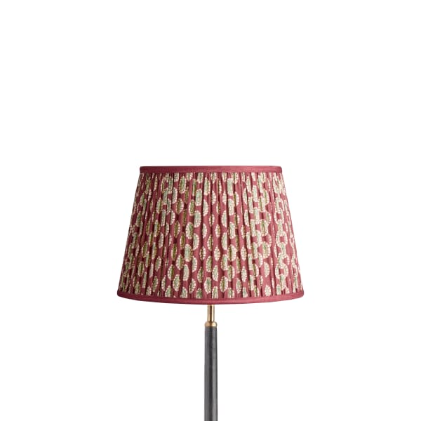 30cm straight empire shade in oxblood block printed Dotty gathered cotton by GP & J Baker
