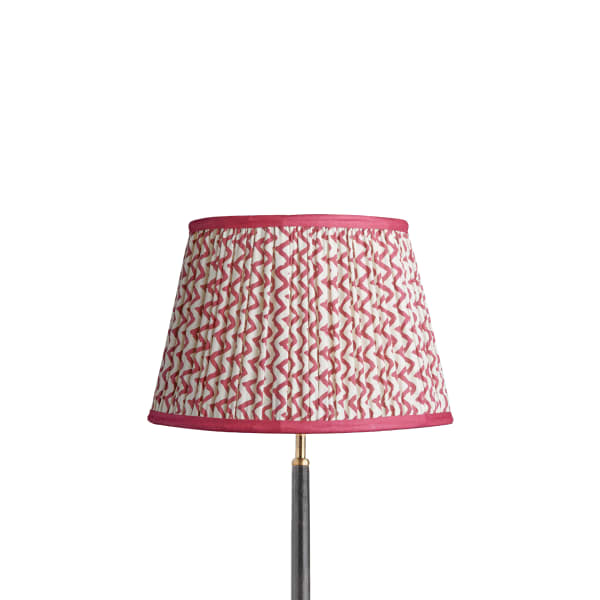 35cm straight empire lampshade in crimson chevrons with crimson tape