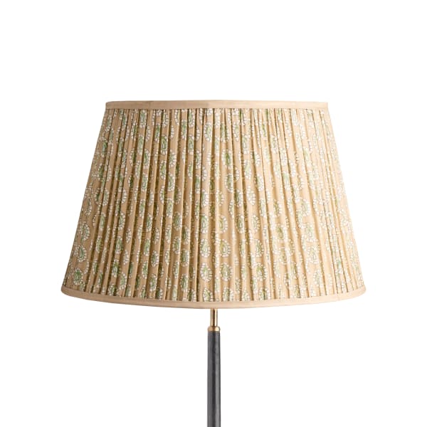 50cm straight empire shade with adjustable gimbal in biscuit block printed Dotty gathered cotton by GP & J Baker