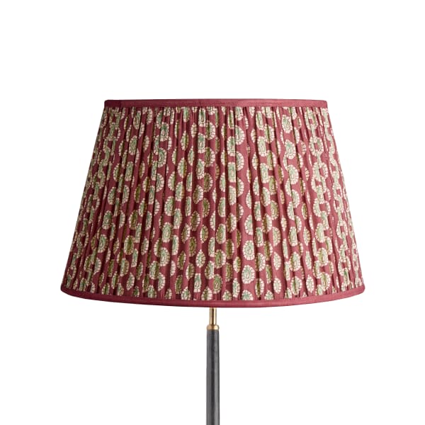 50cm straight empire shade with adjustable gimbal in oxblood block printed Dotty gathered cotton by GP & J Baker