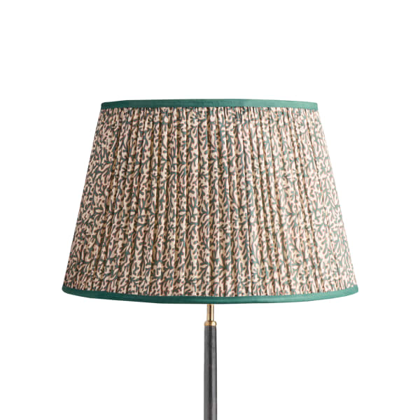 50cm straight empire shade with adjustable gimbal in aqua red Tuffley gathered cotton by GP & J Baker