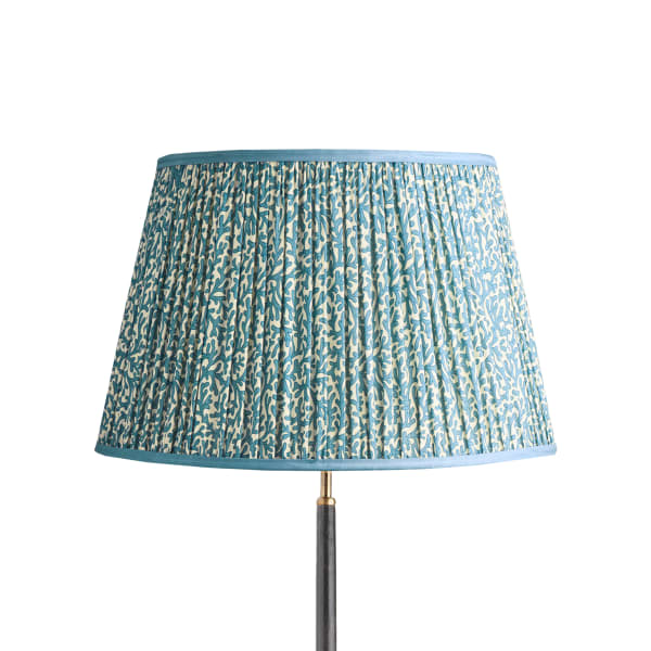 50cm straight empire shade with adjustable gimbal in denim Tuffley gathered cotton by GP & J Baker