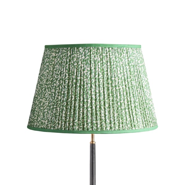 50cm straight empire shade with adjustable gimbal in green blue Tuffley gathered cotton by GP & J Baker