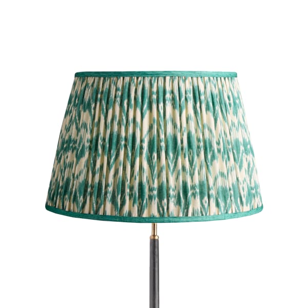 50cm straight empire shade with adjustable gimbal in teal Zaraband gathered linen by GP & J Baker