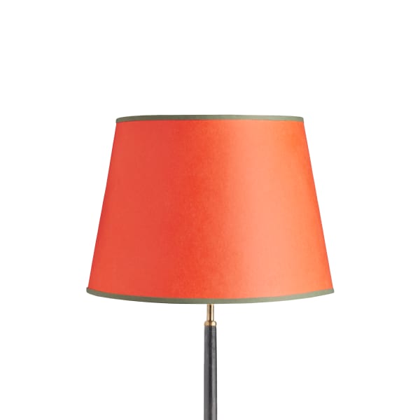 40cm straight empire shade in Papaya hand made parchment with green tape 