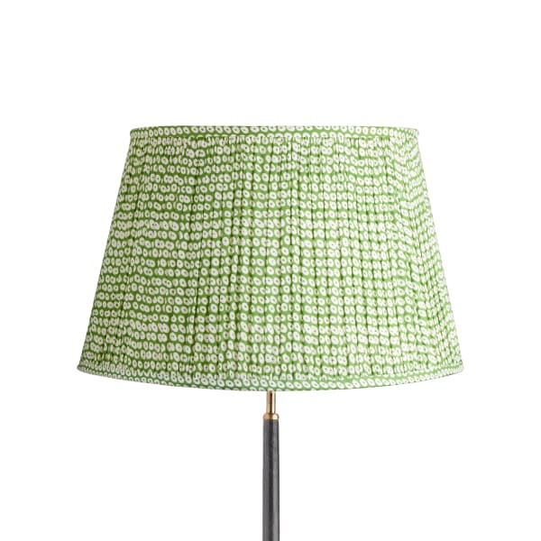50cm straight empire shade with carrier in green block printed cotton