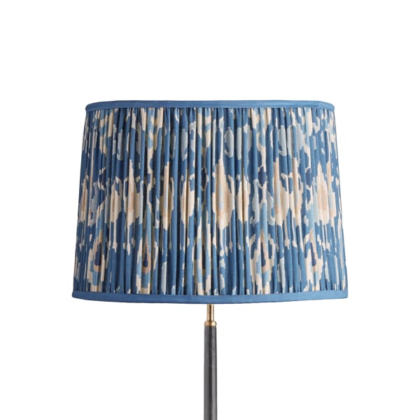 45cm tapered drum shade with adjustable gimbal in denim Bokhara gathered linen by GP & J Baker