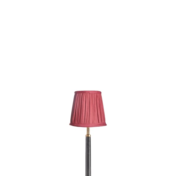14cm tall tapered gathered lampshade in raspberry taj silk