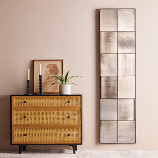 Long and thin Frederick mirror with antiqued glass