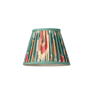 18cm pendant shade in red aqua Bokhara gathered linen by GP & J Baker