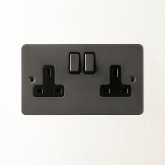 Lucian double socket with black inserts in bronze
