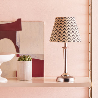 Amelia rechargeable table lamp finished in antiqued silver