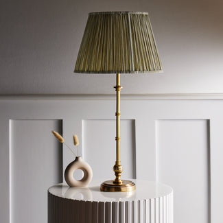 Chukka rechargeable table lamp in antique brass