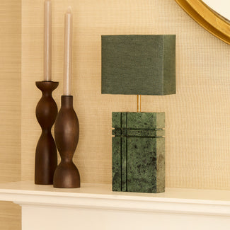 Criss Cross rechargeable table lamp in green marble