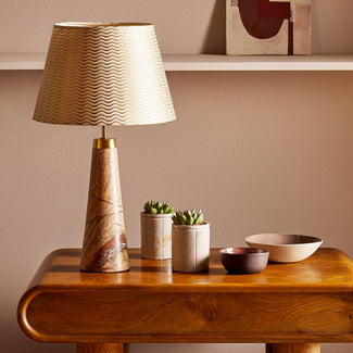 Larger marmaron rechargeable table lamp in brown