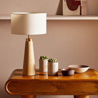 Larger marmaron rechargeable table lamp in natural