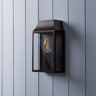 Crail IP44 exterior wall light in blackened brass