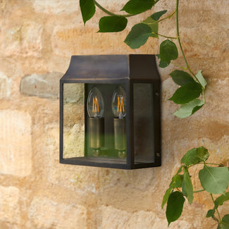 Double Crail IP44 exterior wall light in bronze