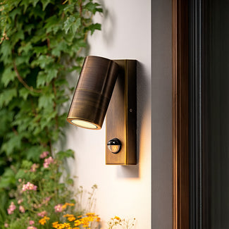 Motion sensor portreath IP65 adjustable pillar light in bronze