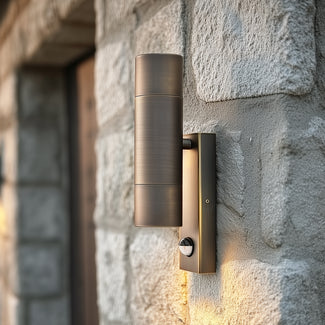 Motion sensor portreath up and down IP65 pillar light in bronze