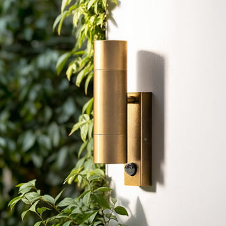 Motion sensor portreath up and down IP65 pillar light in antique brass