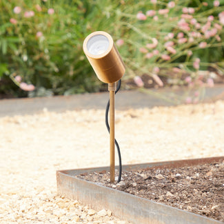 Spikey ip65 long body spike light in brass