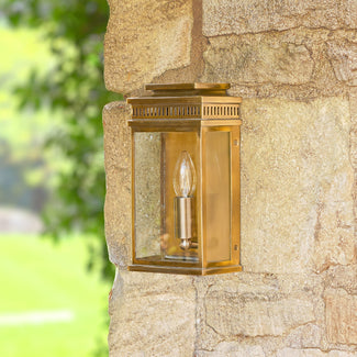 Tenby exterior IP44 wall light in antiqued brass