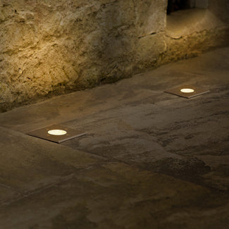 Wrath ip67 recessed decking light in antique brass